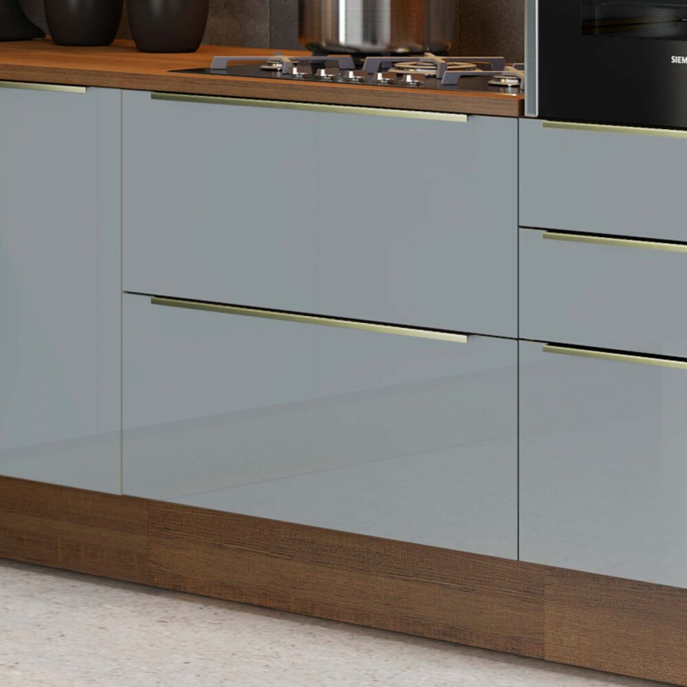 BAJO MESADA 80 CM MDP-Y-VIDRIO GRIS LUX