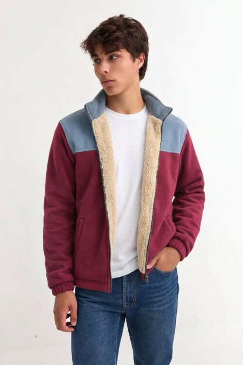 Campera de polar con corderito ROJO