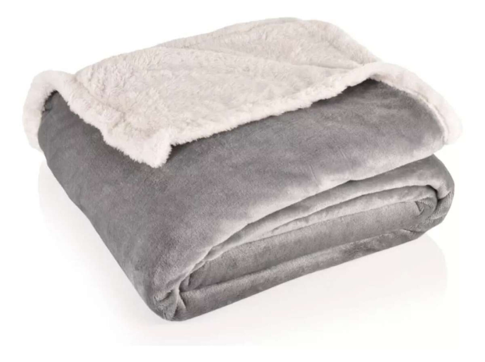 Frazada Reversible Queen Polar Corderito Microfibra 200x220 - Gris oscuro 