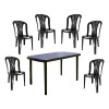 Juego De Jardín Mesa Rectangular+ 6 Sillas Pvc Sin Posabrazo Negra Juego De Jardín Mesa Rectangular+ 6 Sillas Pvc Sin Posabrazo Negra