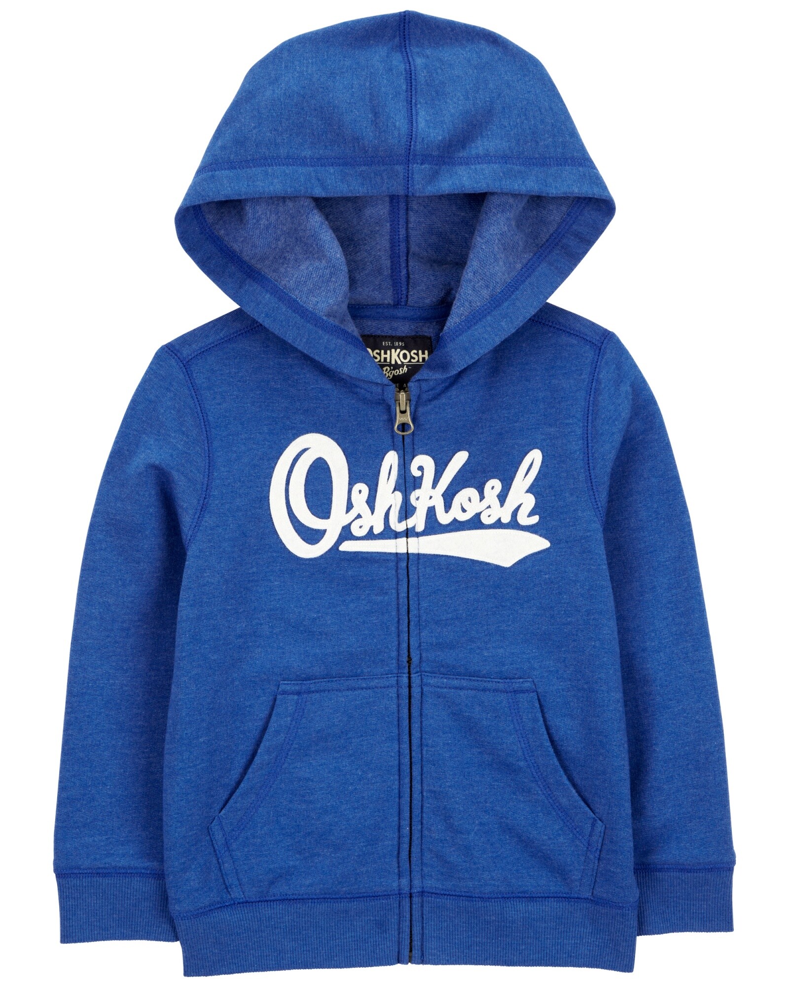 Campera de algodón, con capucha y logo, azul Sin color