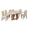 Juego De Comedor - 6 Sillas + Mesa Vidrio - Celeste Blanco / Blanco