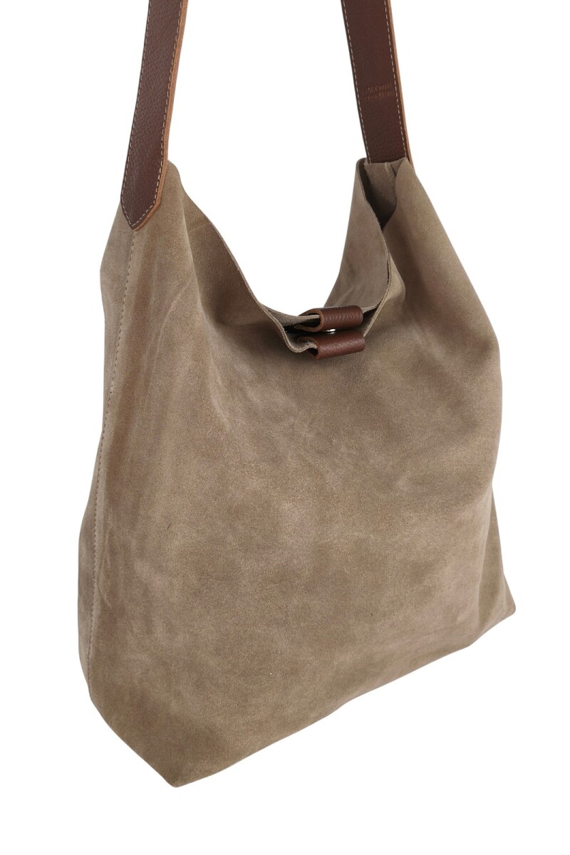 Tote bag de cuero con gamuza Beige
