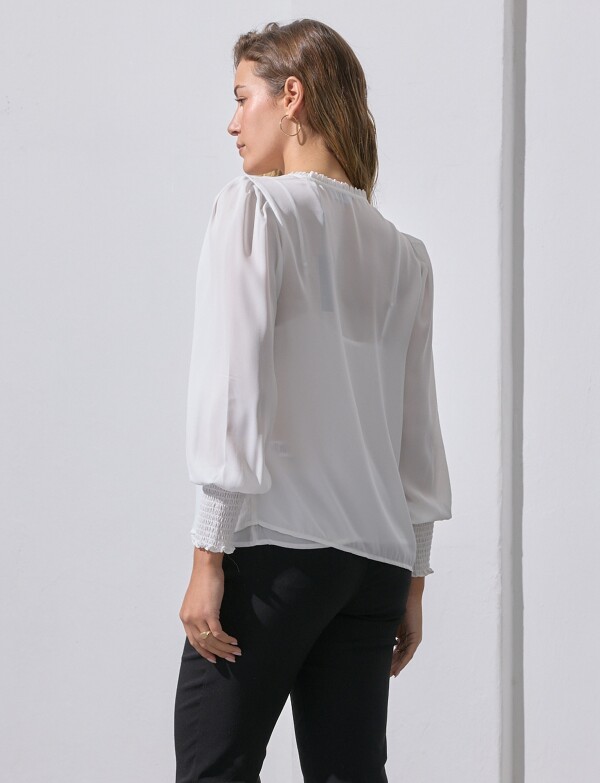 Blusa Gasa Smock BLANCO