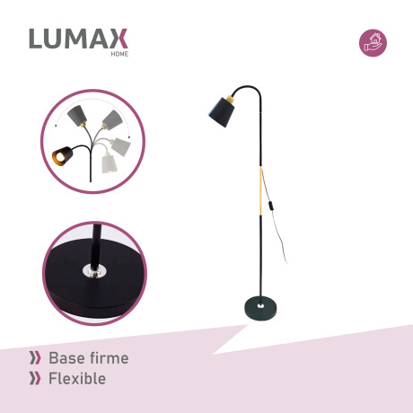Lámpara De Pie Lumax Nórdica Flexible 1.5 M Negro