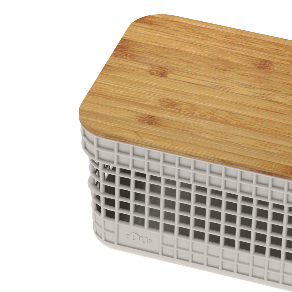 CESTA C/TAPA BAMBÚ PLASTICO-RECICLADO NATURAL-BEIGE GRID 2,5L