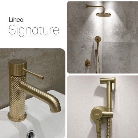Juego Grifería Oro Mate Ducha Higiénica Y Lav Bajo DORADO-BRUSHED GOLD