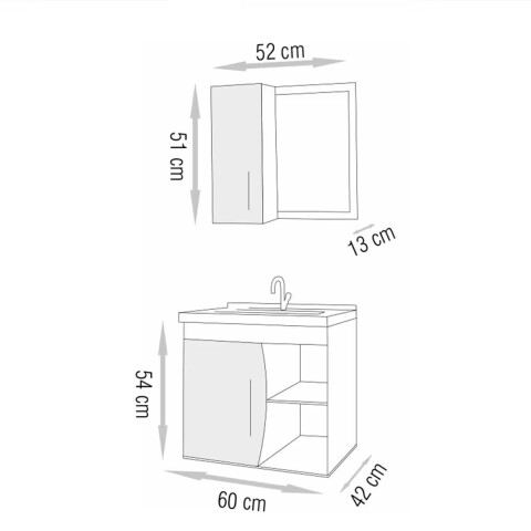 Mueble de baño suspendido Acordes Roble bacha de resina espejo con botiquín Mueble De Baño Suspendido Acordes Roble Bacha De Resina Espejo Con Botiquín