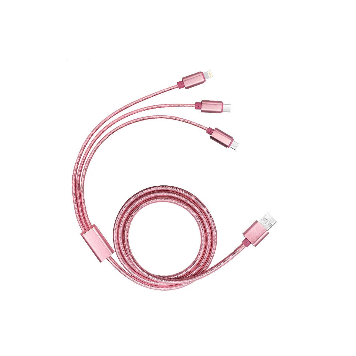 Cable Usb Múltiples Salidas De 2m De Largo - Rosado 