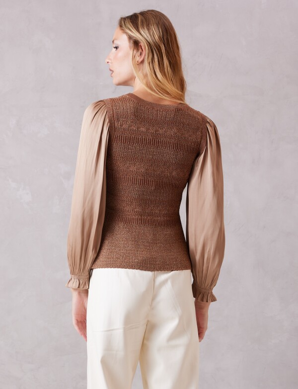 Blusa Combinada Lurex TOSTADO