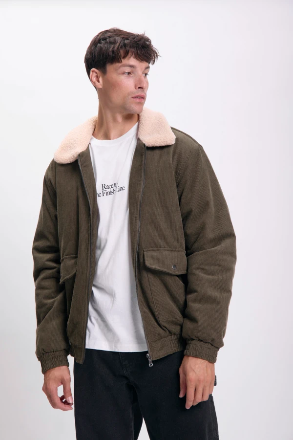 Campera bomber pana Verde