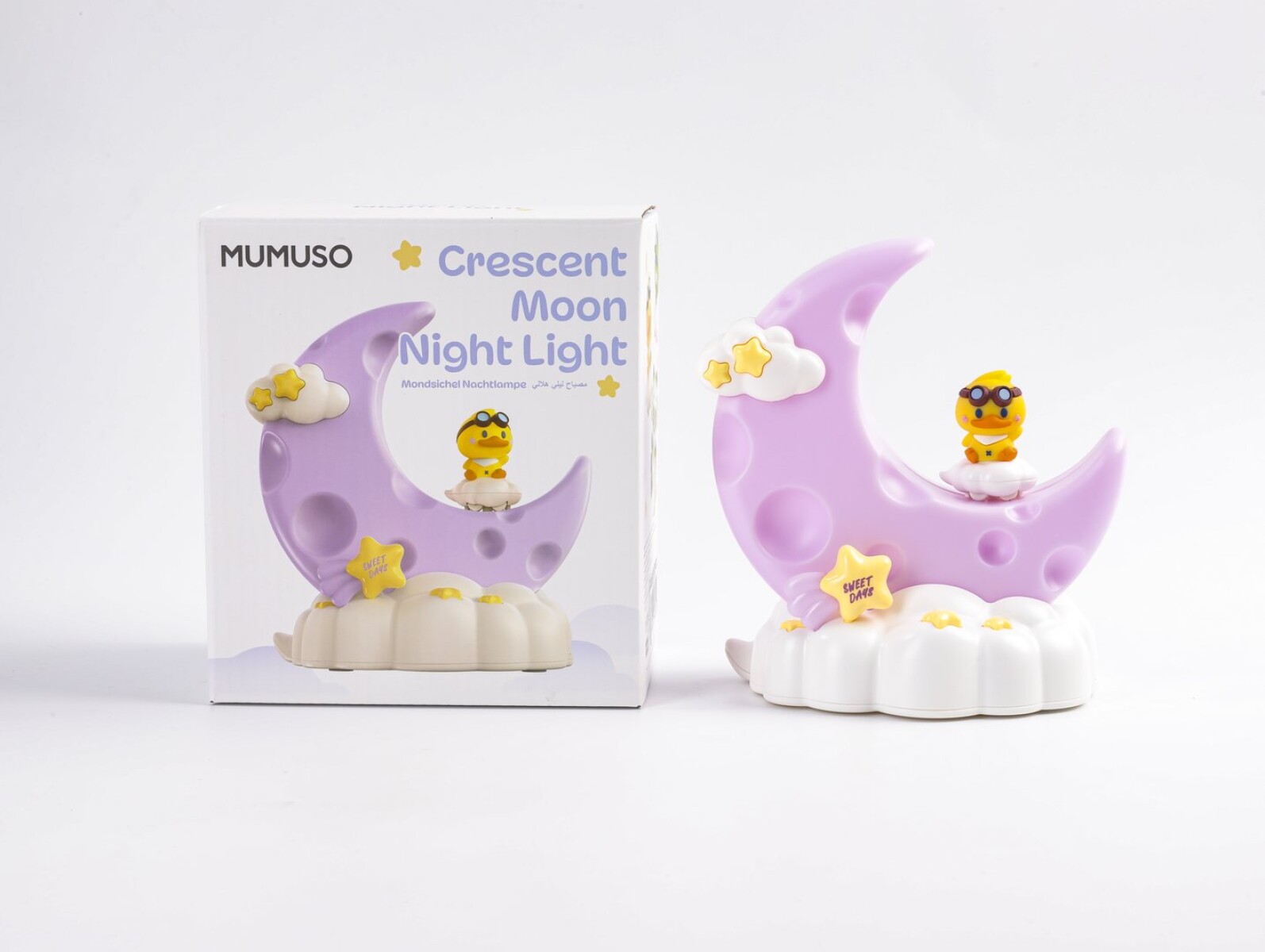 LÁMPARA DE NOCHE DE LUNA CRECIENTE (PATO DESLIZANTE/MORADO) 