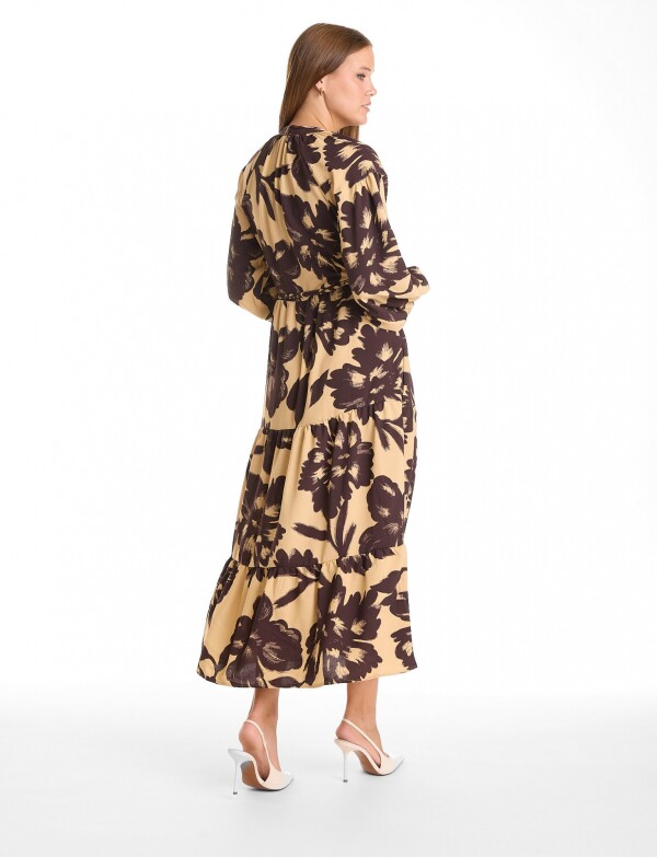 Vestido Maxi Cinto Flores BEIGE/MULTI