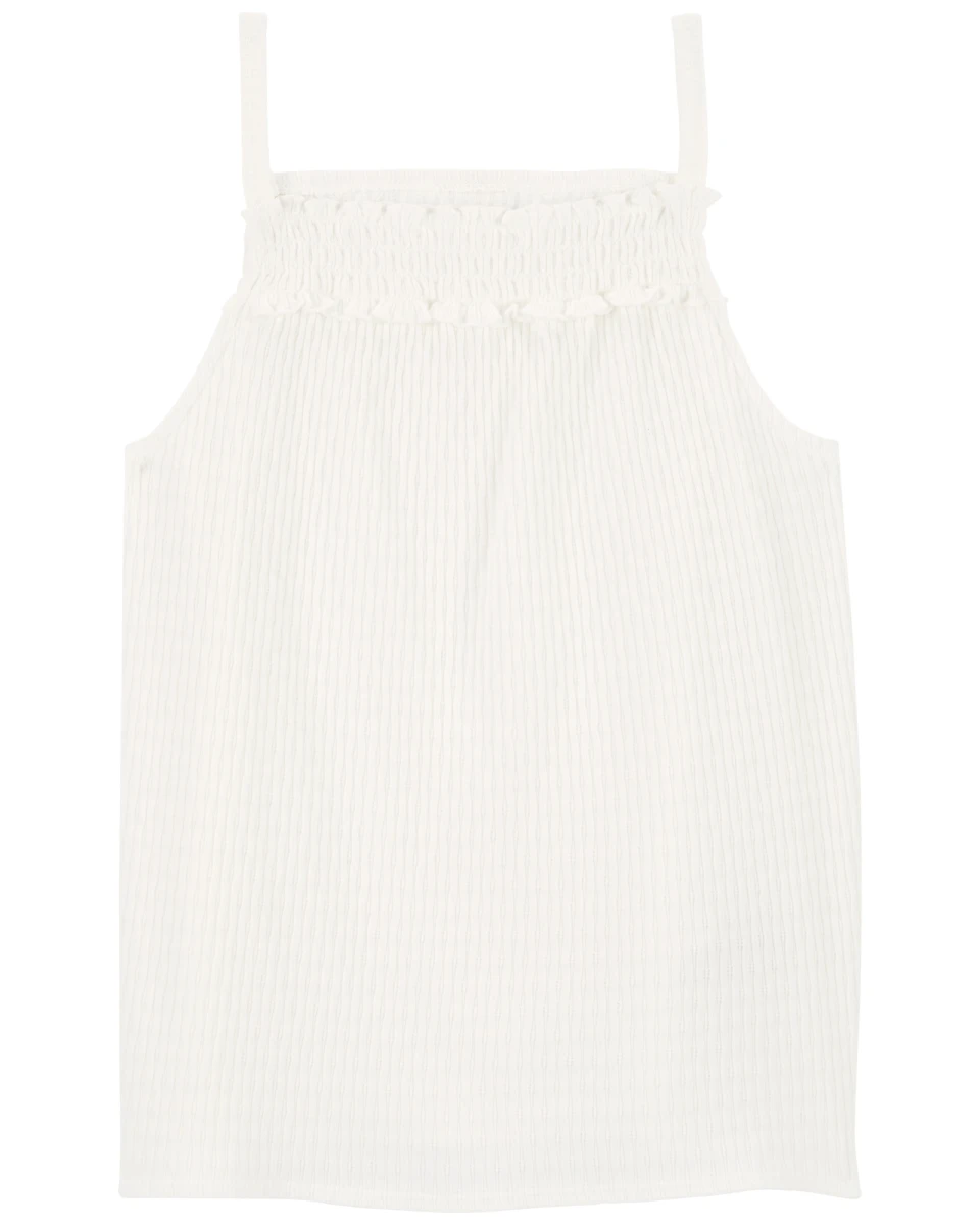Musculosa de algodón, con fruncido y textura 
