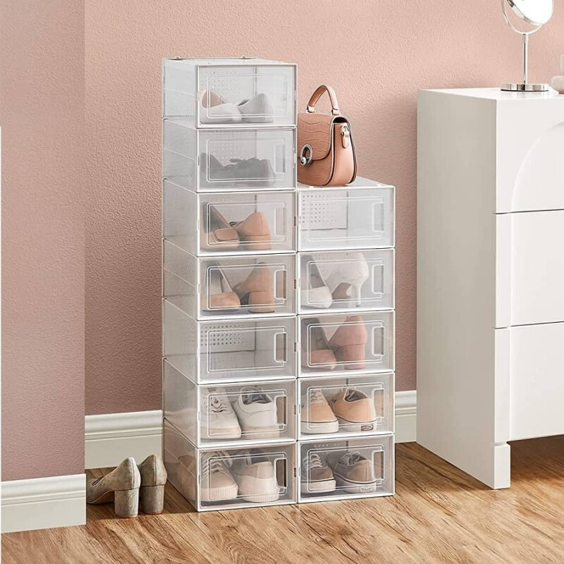 Caja zapatera apilable para ordenar zapatos blanco