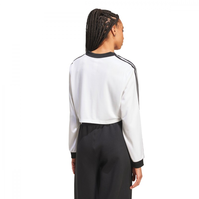 Remera Jacquard Manga Larga Top de Mujer Blanco