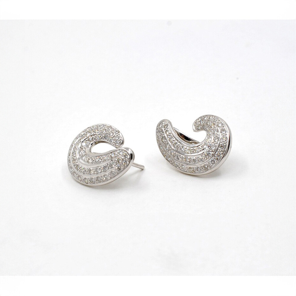 Caravanas En Oro 18K Blanco Y Brillantes Caravanas En Oro 18K Blanco Y Brillantes