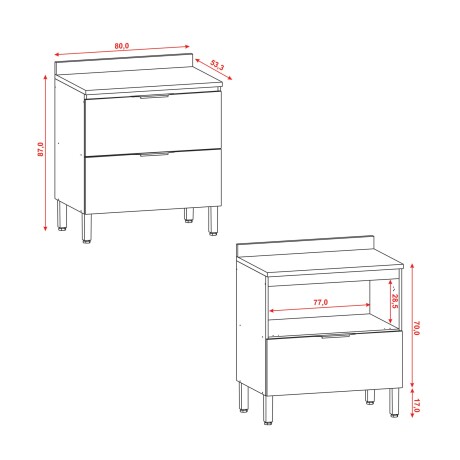 Modulo Bajo Mesada Ollero Para Cocina De 0.80Cm GAMAS DE BEIGE