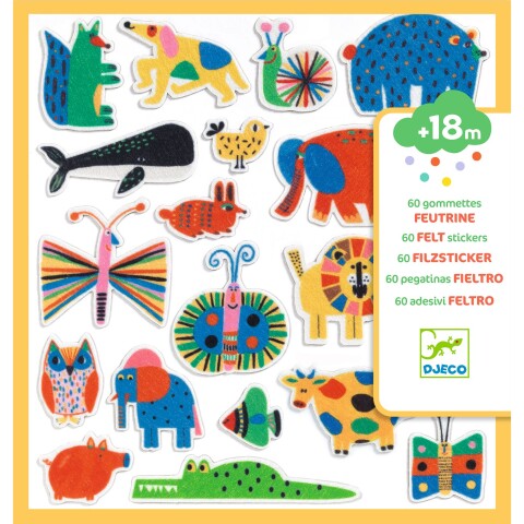 DJ0095 Set X 60 Stickers Suaves Y Grandes Djeco Animals 18m+