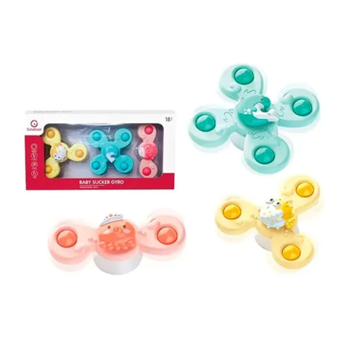 Spinner Giratorios Con Ventosa Resistentes al Agua Set de 3 