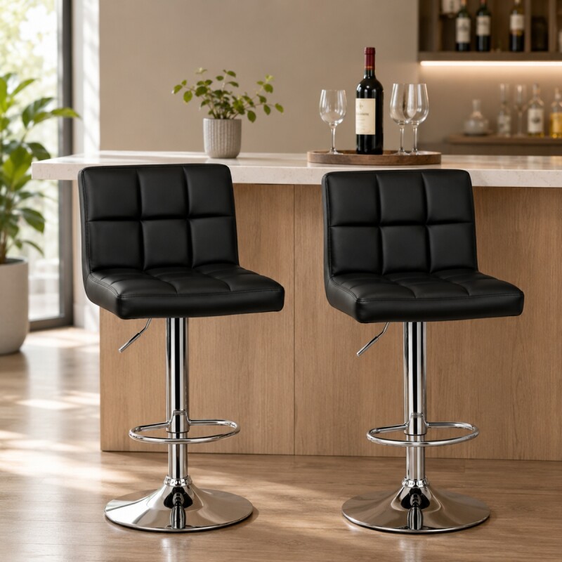 Set x2 Butaca regulable en altura con respaldo NEGRO