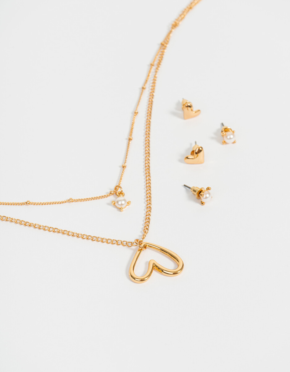 Bijou Set Con Corazón Bañado En Oro 