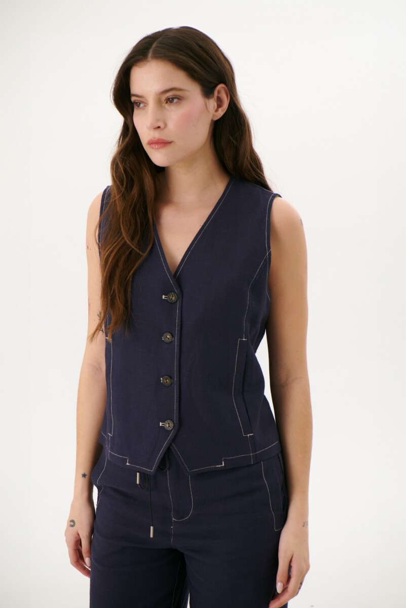 CHALECO LINO ART - AZUL 