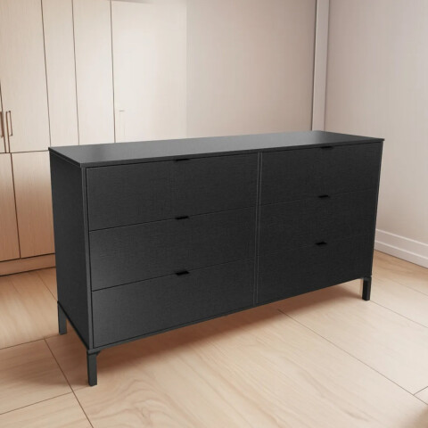 Cómoda Marden 6 Cajones Horizontal Negro CóMODA MARDEN 6 CAJONES HORIZONTAL NEGRO