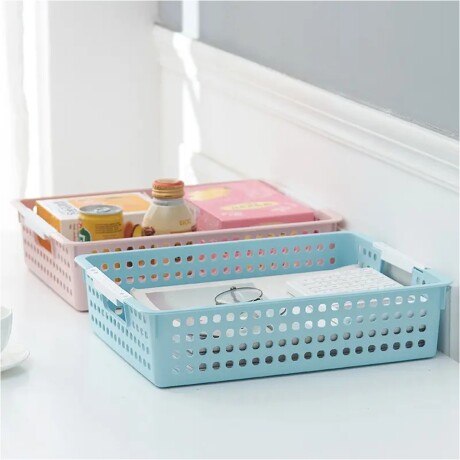 Caja Organizadora Baja Canasto Multiuso Grande en Plástico Celeste