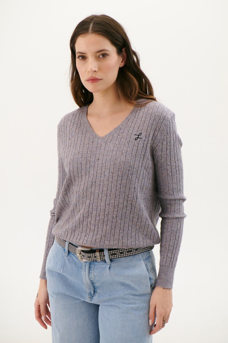 BUZO ESCOTE V L - GRIS 