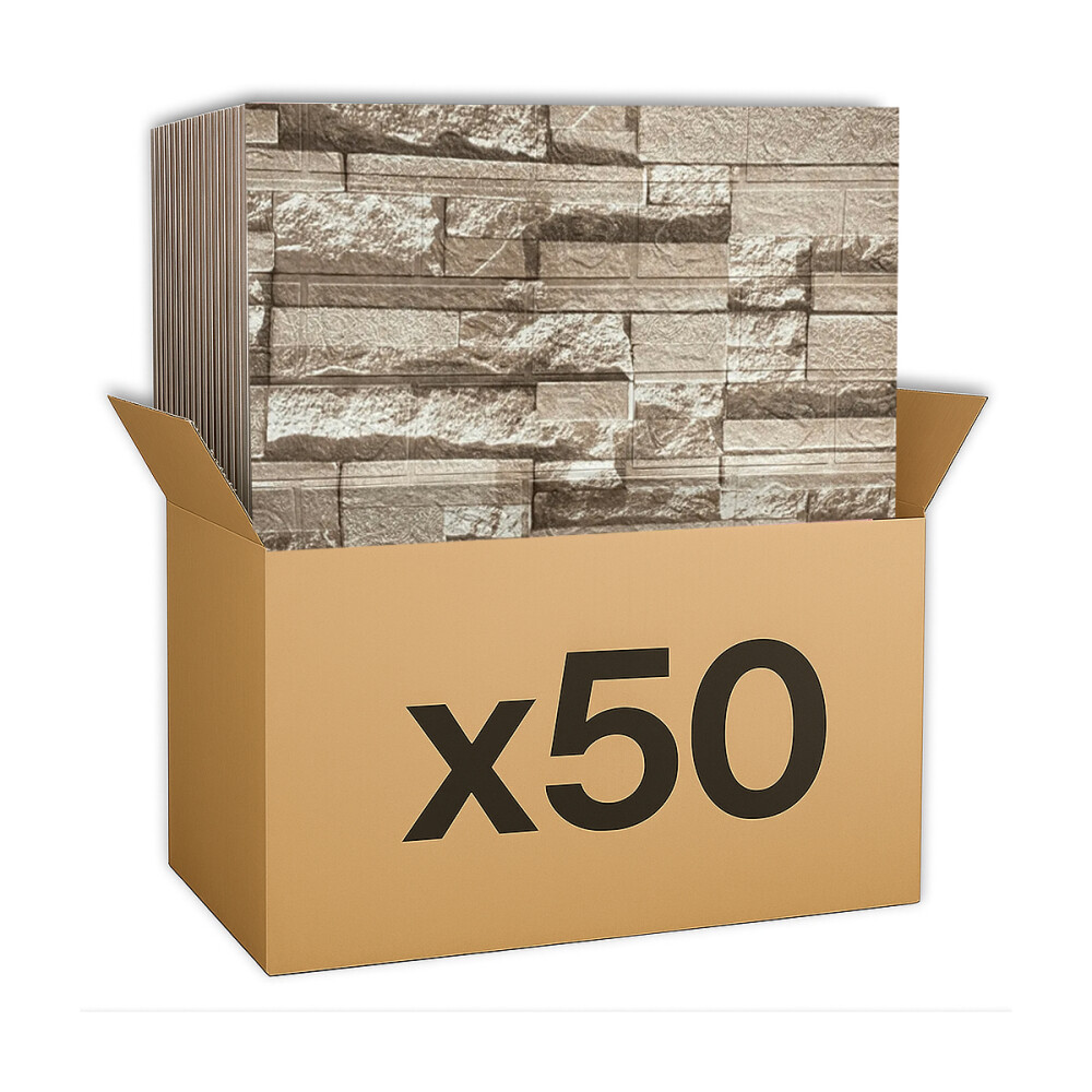 Panel Revestimiento Placa Pared Autoadhesiva Pack x50 Piedra beige