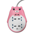 Alargue Con Diseño De Osito y 2 Puerto USB Rosa