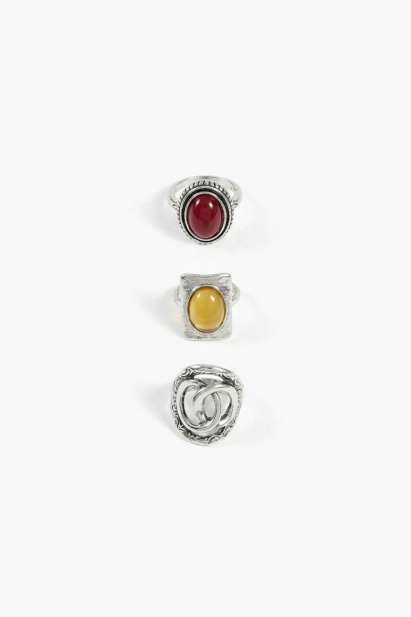 Set de 3 anillos Alma lavada - plateado 