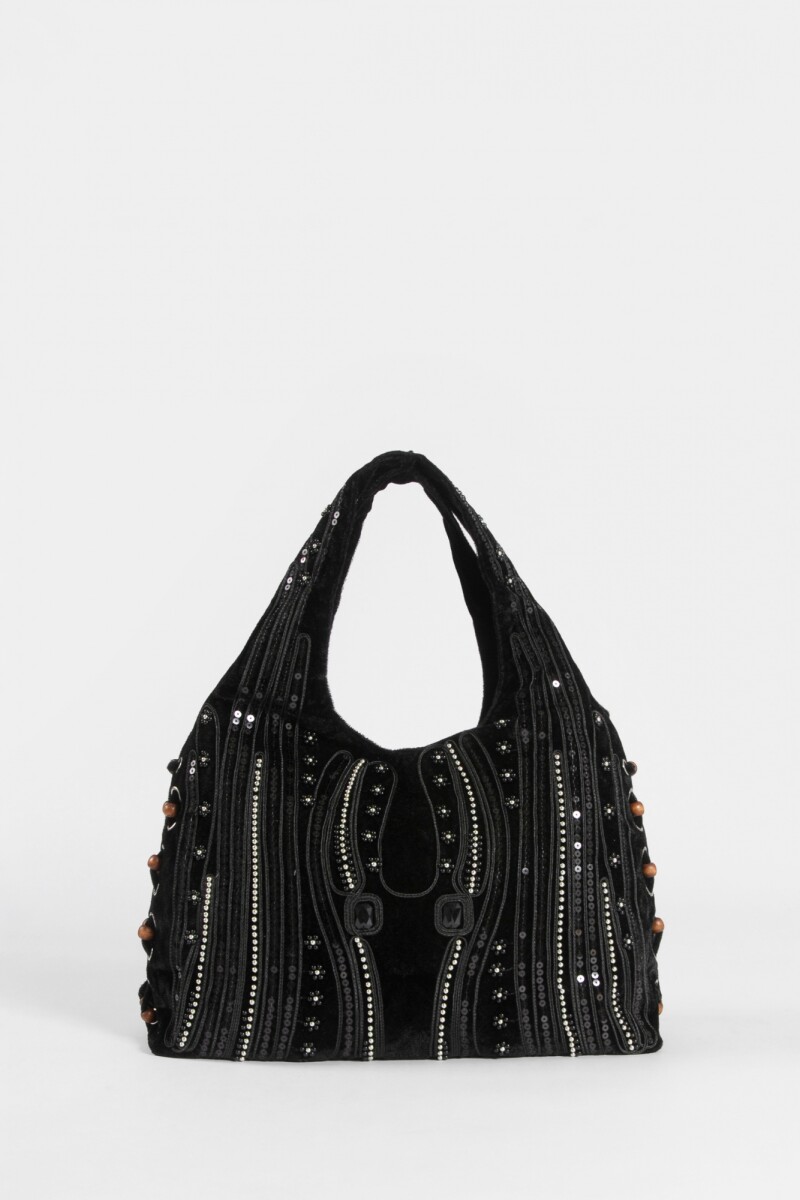 Cartera de fiesta mostacillas negro