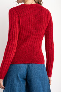 Sweater Lana Acanalado Rojo