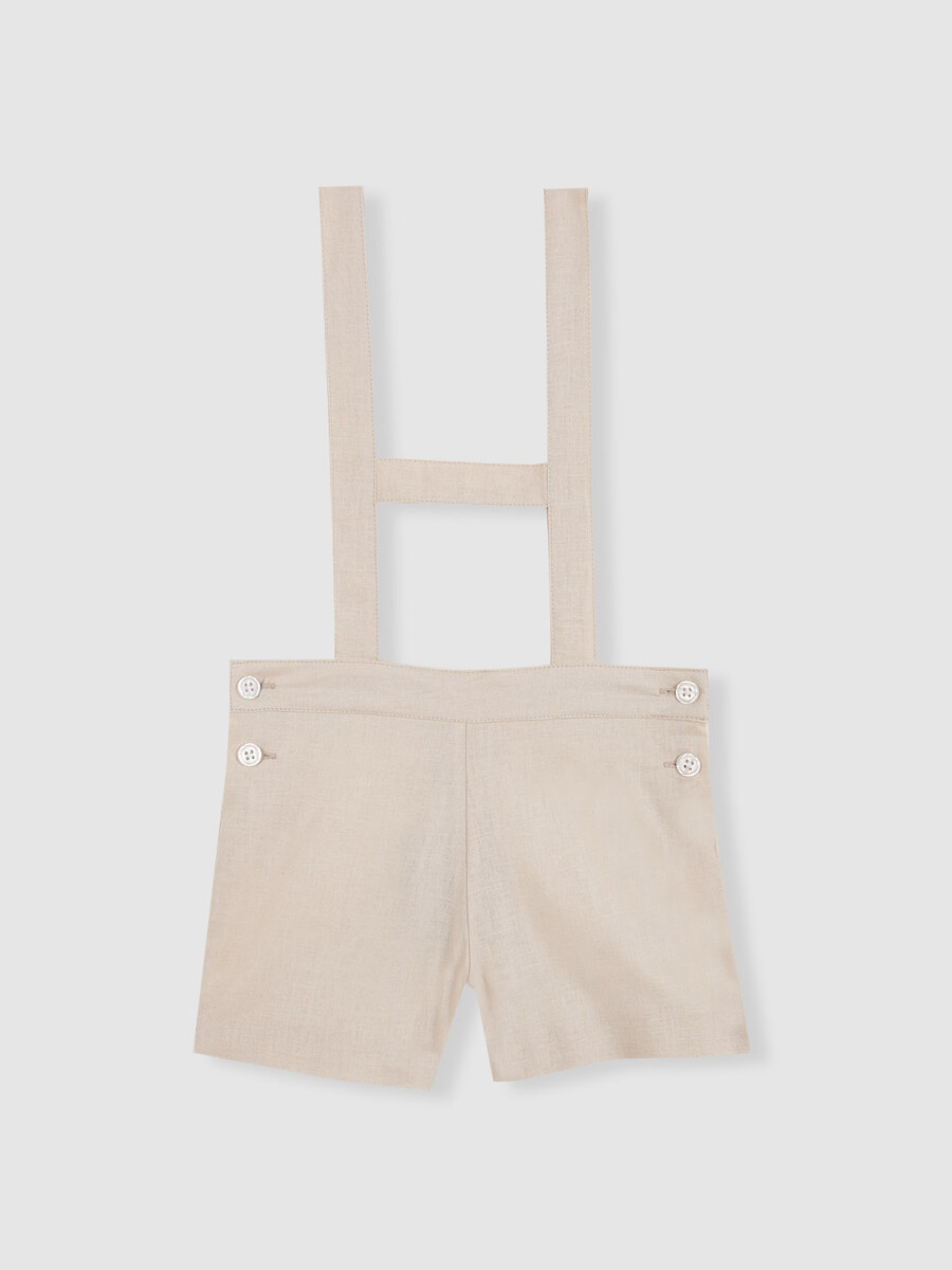 Pantalon Corto De Lino Con Tirantes Marron