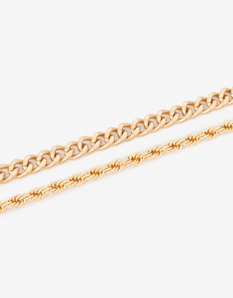 Collares Cortos Metal Set De Collares Combinados - Dorado
