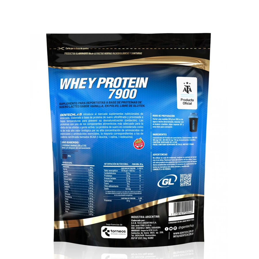 Suplemento Gentech Whey Protein 7900 500 grs - Sabor Vainilla Vainilla