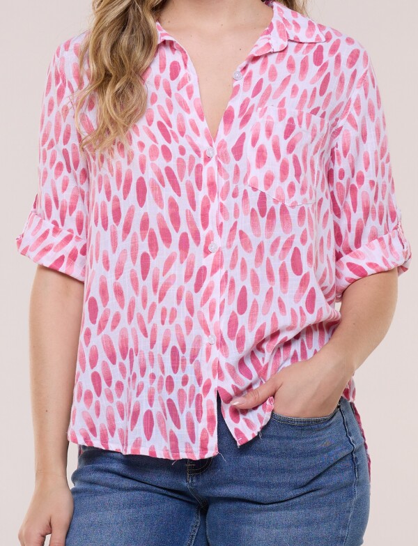 Camisa Estampada Y Ruedo Asimetrico ROSA/MULTI