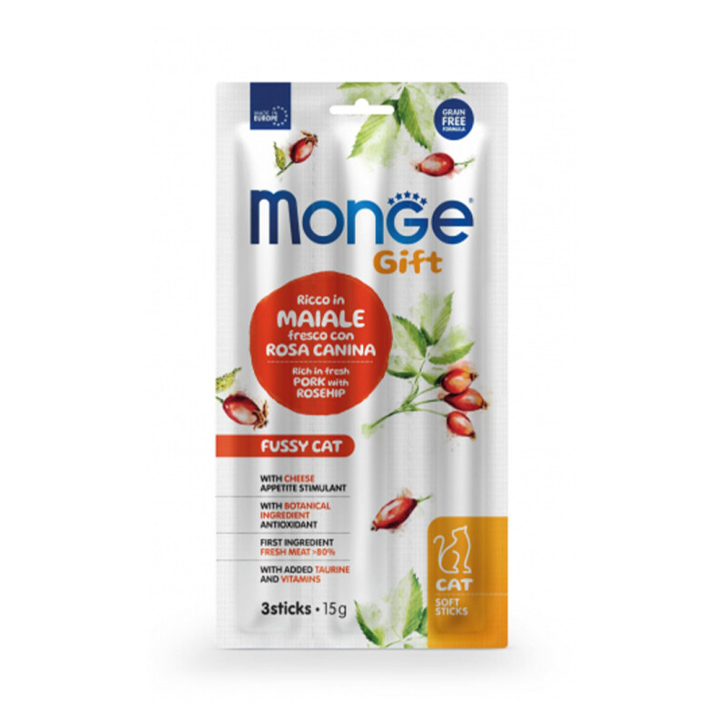 Monge Gift Cat Soft Sticks Fussy Cat - 3 sticks, 15 grs Monge Gift Cat Soft Sticks Fussy Cat - 3 sticks, 15 grs