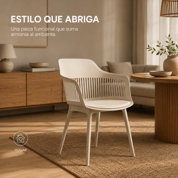 Silla Comedor X4 Cocina Aurora Marcela Nórdica Apoyabrazos Beige 1