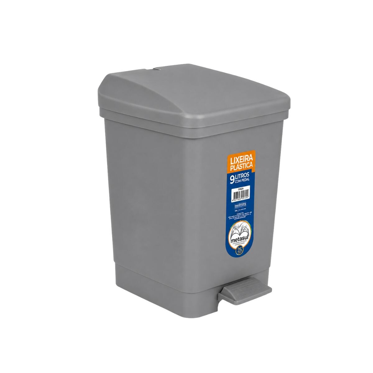 PAPELERA PLASTICA C/PEDAL METASUL - Gris 