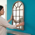 Espejo De Pared Colgante Decorativo Estilo Ventana 71x36cm Bronce