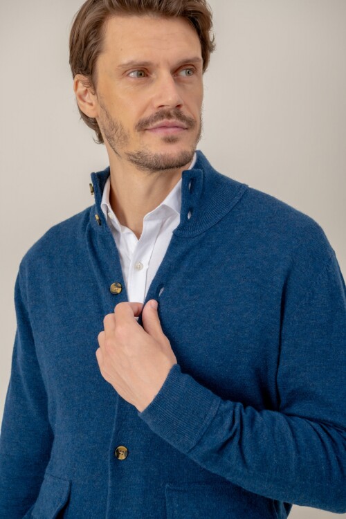 Sweater Buttoned Azul piedra
