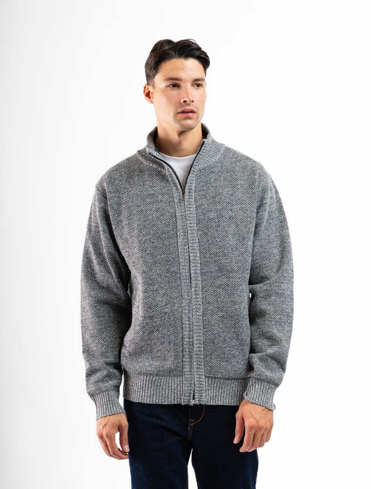 Campera de Punto Lisa Forrada Gris Claro