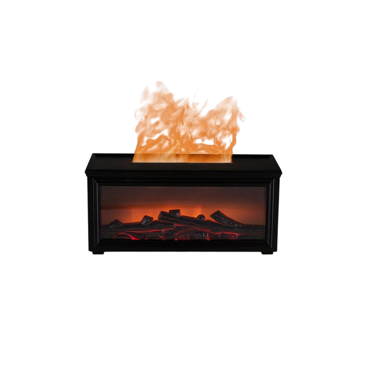 Difusor vaporizador de aceites con visor tipo estufa a leña - 24x10x11cm - Negro 