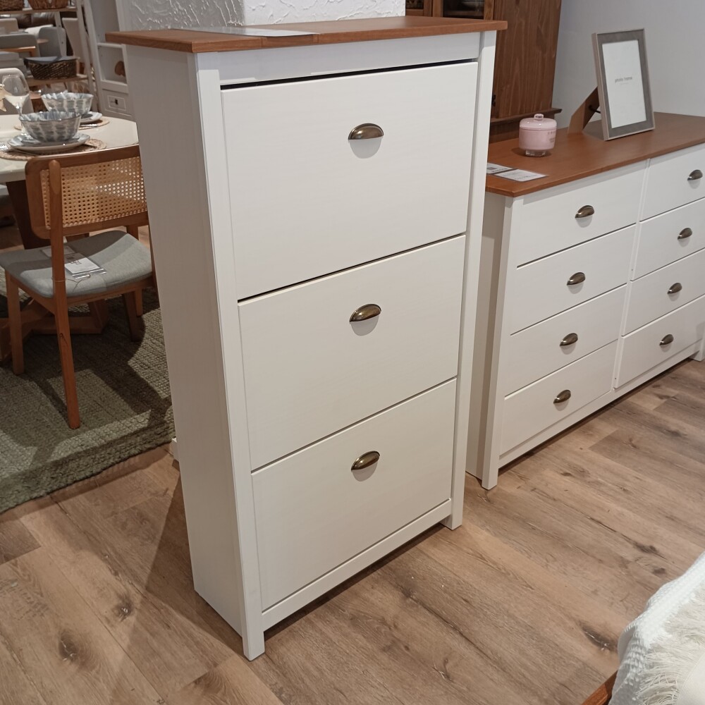 Zapatera 3 Cajones - Linea Colonial Blanco/Freijo