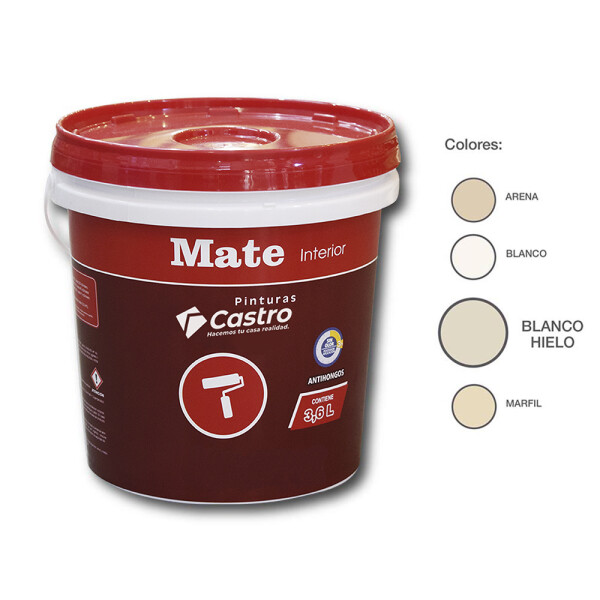 PINTURA CASTRO MATE PARA INTERIOR COLOR BLANCO HIELO 3.6 LTS Pintura Castro Mate Para Interior Color Blanco Hielo 3.6 Lts