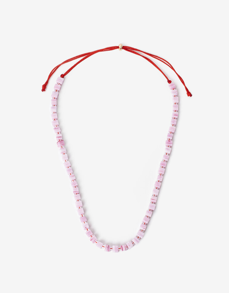 Collares Largos Color Collar Largo Cubitos Glass - Rosa Claro