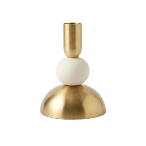 PORTA VELA METAL DORADA/BEIGE 10X15CM Unica